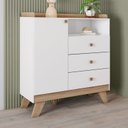 Ver imagem 1 de Cômoda Infantil 1 Porta e 3 Gavetas com Nicho Decorativo Branco/ Jequitibá HP Noah