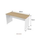Ver imagem 3 de Escrivaninha Mesa Escritório 100% MDF 90CMX47CM 90cm Branca e Carvalho Mel Bege