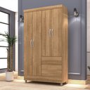 Ver imagem 2 de Guarda Roupa Solteiro 4 Portas 102 Cm Rio Plus Nature - Pallazio