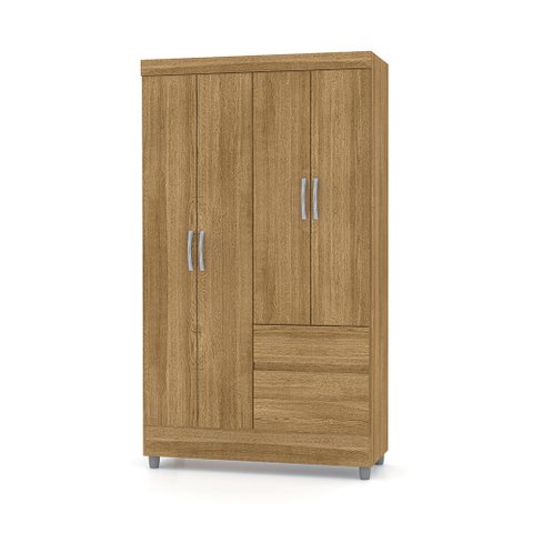 Guarda Roupa Solteiro 4 Portas 102 Cm Rio Plus Nature - Pallazio