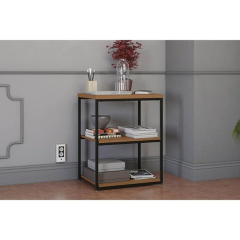 Mesa Lateral p/ Sala Industrial LI004 c/ 3 Prateleiras Canela/Preto Kappesberg