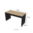 Ver imagem 3 de Escrivaninha Mesa Escritório 100% MDF 90CMX47CM 90cm Preto e Carvalho Mel Bege
