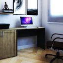 Ver imagem 1 de Escrivaninha Mesa Escritório 100% MDF 90CMX47CM 90cm Preto e Carvalho Mel Bege