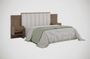 Ver imagem 1 de Cabeceira para Cama Queen Size Ripada Irís Estofada com 2 Mesas de Cabeceira D Doro Castanho/Ripado