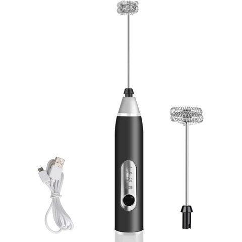Misturador Bebidas Ovos Mini Mixer Fuê Portátil Elétrico Recarregável Q-2502 - Preto