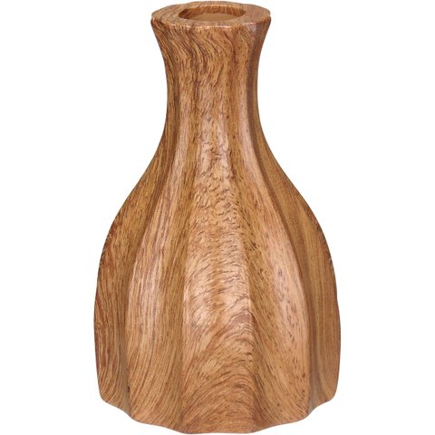 Castiçal Porta Vela Suporte Home&co Cerâmica 14x9x9cm Estilo Madeira