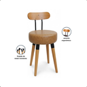 Ver imagem 2 de 2u Banqueta Baixa Encosto Ergonomico Cozinha Premium Madeira Pé Palito Caramelo