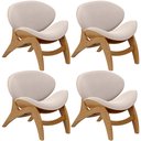 Ver imagem 1 de Kit 4 Poltronas Decorativa Orgânica Sala Living Kadosh L02 Suede Bege - Lyam Decor