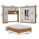 Ver imagem 4 de Guarda-roupa Casal Modulado com Cama Hércules 11 Portas 6 Gavetas com Espelho Cinamomo/off White - C