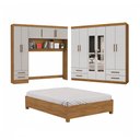 Ver imagem 2 de Guarda-roupa Casal Modulado com Cama Hércules 11 Portas 6 Gavetas com Espelho Cinamomo/off White - C