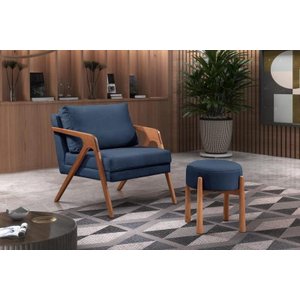Conjunto 2 Poltrona Mona Luxo Madeira Maciça Veludo:veludo Azul