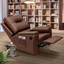 Poltrona Para Leitura Reclinável Automática Corino Marrom Duda Shop JM - 1