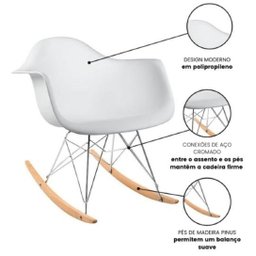 Cadeira de Balanço Eames com Braço Branca - 3