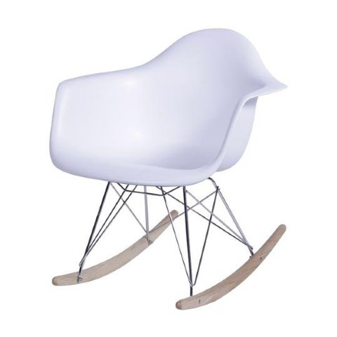 Cadeira de Balanço Eames com Braço Branca