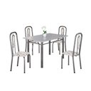 Ver imagem 2 de Conjunto Sala de Jantar com 4 Cadeiras Lara Prata/Arabesco