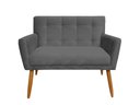 Ver imagem 1 de Namoradeira Decorativa Onix Suede Cinza 2 Lugares Pés Madeira Ms Decor