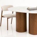Ver imagem 3 de Mesa de Jantar Oásis Orgânica Cilíndrica 137x90 Cm Nogueira & Mármore Branco Extra