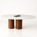 Ver imagem 1 de Mesa de Jantar Oásis Orgânica Cilíndrica 137x90 Cm Nogueira & Mármore Branco Extra