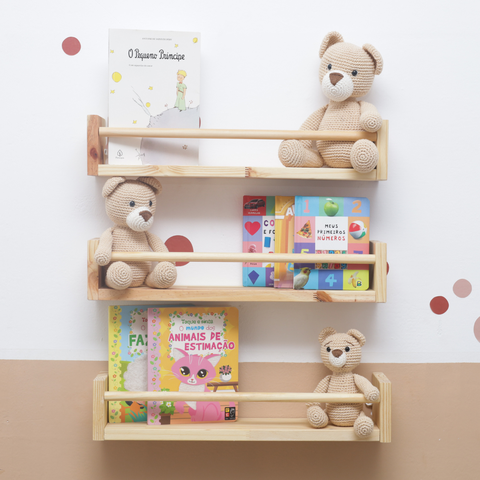 Kit 3 Prateleira Decorativa Estilo Montessori Dulce Slim Madeira 60cm