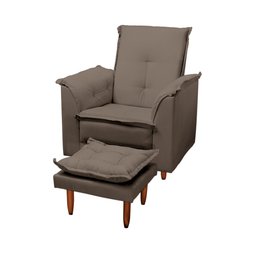 Poltrona de Amamentação e Puff Ariel Suede Cappuccino Pés Palito Tana Decor - 2