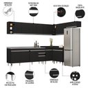 Ver imagem 3 de Armário de Cozinha Modulado de Canto 8 Peças Cp27 com Pia Inox Preto - Lumil Lumil Móveis
