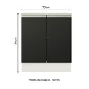 Ver imagem 3 de Balcão Armário de Cozinha 70 cm 2 Portas Branco/Preto Glamy Madesa
