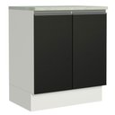 Ver imagem 1 de Balcão Armário de Cozinha 70 cm 2 Portas Branco/Preto Glamy Madesa