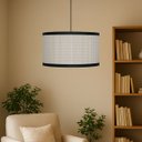 Ver imagem 1 de Luminária de Teto Lotus Aconchegante Sofisticado Tela Rattan:preto