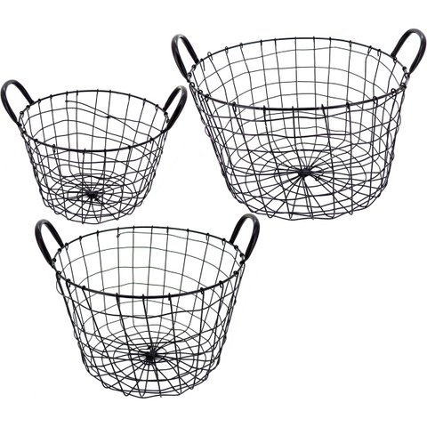 WIRE CESTA METAL PRETO 3PÇ REDONDO