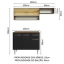 Ver imagem 4 de Armário de Cozinha Compacta 165cm Rustic/Preto Emilly Madesa 02