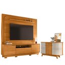 Ver imagem 1 de Estante Home Theater Nilo com Pés Cinamomo com Aparador para Sala Buffet Monza Cinamomo Off White -