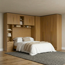 Ver imagem 1 de Guarda Roupa Casal Modulado 3 Peças 9 Portas 5 Gavetas com Cabeceira 100% MDF Smart Cinamomo Marrom