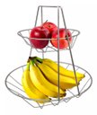 Ver imagem 1 de Fruteira 2 Andares Metal Cromado - Fruteira de Mesa Dupla Pêra - Estilosa Cromada Design Dois Andare