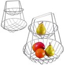 Ver imagem 2 de Fruteira 2 Andares Metal Cromado - Fruteira de Mesa Dupla Pêra - Estilosa Cromada Design Dois Andare