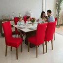 Ver imagem 3 de Kit 4 Capas de Cadeira Jantar Cozinha Lisa com Elástico:Vermelho