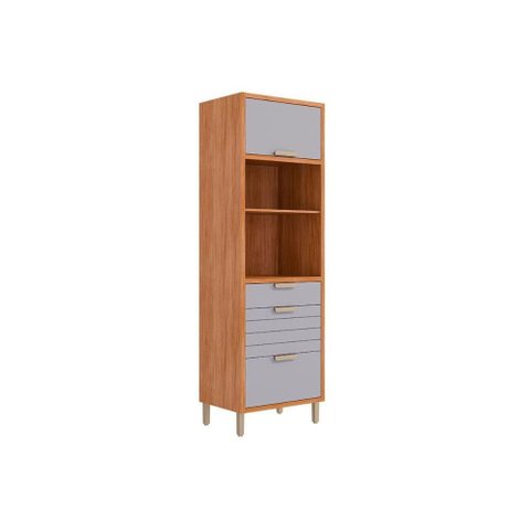 Torre Quente de Cozinha Paneleiro Eloise C/ 2 Portas Basculantes Riscadas 1 Nicho P/ Forno e 2