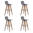 Ver imagem 2 de Kit 4 Banquetas Altas Luxo Linea Aço Preto Linho Cinza Base Carvalho