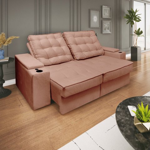 Sofá 2,30m Retrátil e Reclinável com Usb – Grande, Confortável e Moderno para Sala de Estar:cappucci