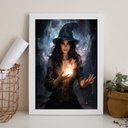 Ver imagem 1 de Quadro Decorativo Arquétipo Bruxa 33x24cm - com Vidro:madeira Branca