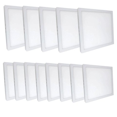 Kit 13 Plafon Painel LED Luminária Downlight 25W Sobrepor