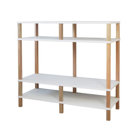 Aparador Branco com Montantes Naturais 100x38x90