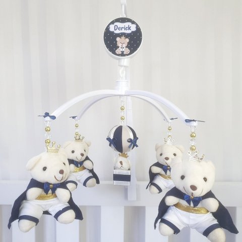 Mobile para Berço Musical Giratório Rei Balão Marinho