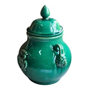 Elegância Milenar em Verde Jade: Potiche Chinês de Cerâmica para Colecionadores