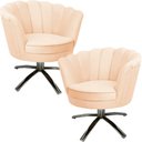Ver imagem 1 de Kit Duas Poltronas Giratórias Pétala em Sued Premium Bege Sua Casa Decorações