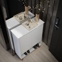 Ver imagem 4 de Cômoda / Sapateira / Multiuso HA Modelo Retrô Com Estrutura dos Pés em Madeira Tampo e Portas em MDF