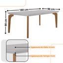 Ver imagem 3 de Mesa para Sala de Jantar Liz 180cm em Mdf e Vidro Canto Reto