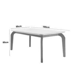 Mesa para Sala de Jantar Liz 180cm Em MDF e vidro canto reto - 3