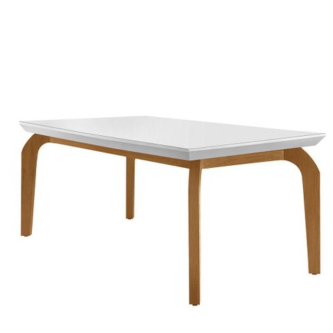 Mesa para Sala de Jantar Liz 180cm em Mdf e Vidro Canto Reto