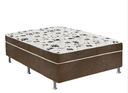Ver imagem 1 de Cama Box Casal Suede Marrom + Colchão Casal Suede Marrom Orto Molas Ensacada 138x188x55