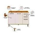 Ver imagem 3 de Balcão para Pia de Cozinha 120cm 3 Portas 2 Gavetas Criare Freijó/off Acetinado - Poliman